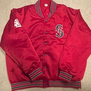 Red Satin Varsity Jacket Cougars and Mariners combo